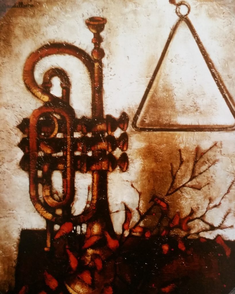 1961-8 la trompette ou nature morte à la trompette 15F 0,65-0,54 isorel