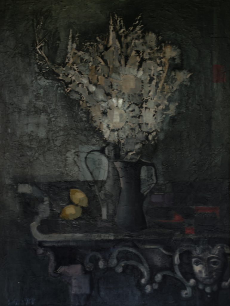 1960 le bouquet à la console ou nature morte