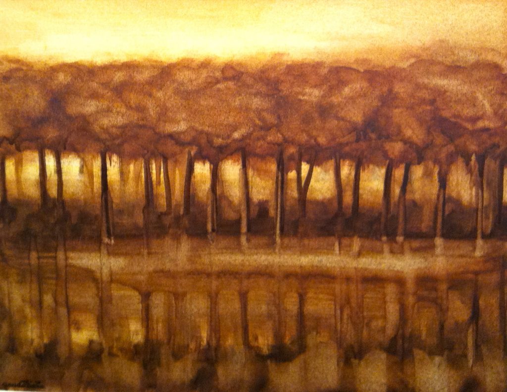 1974 reflets- les arbres 6F  0,31-0,40 huile sur papier