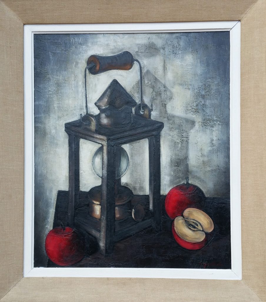 1961 nature morte à la lanterne 0,55-0,46 isorel