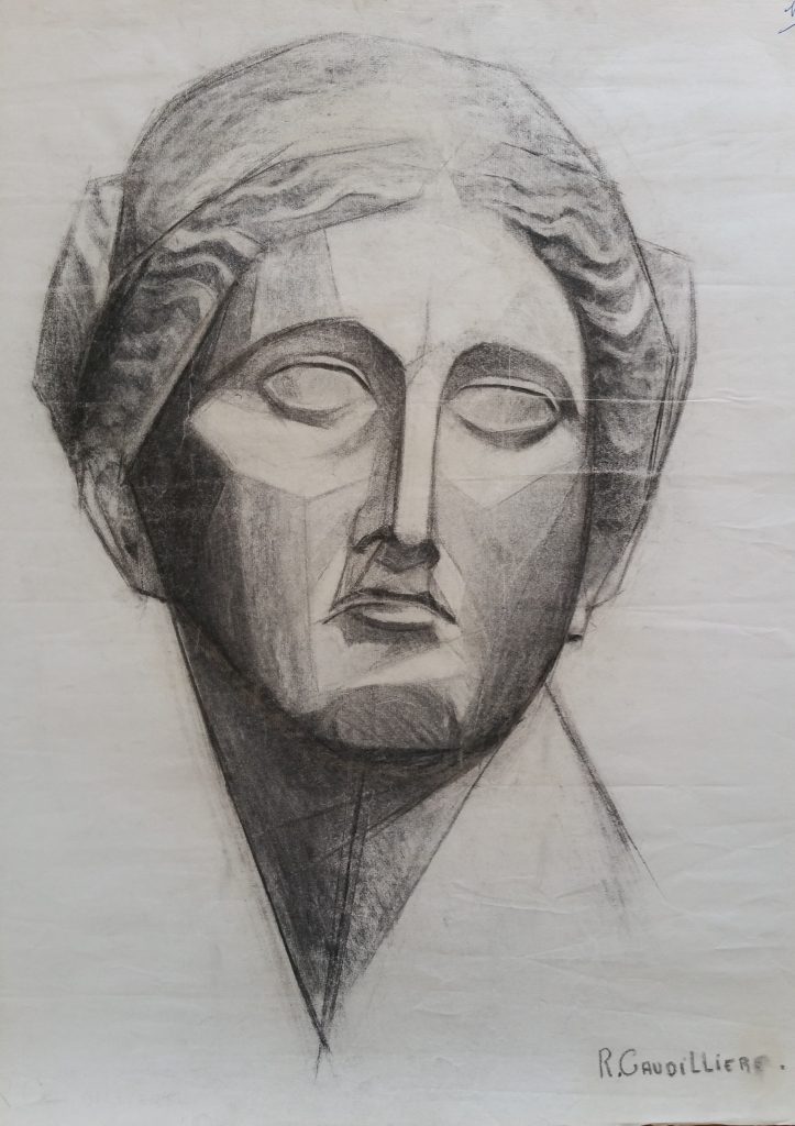 1952 portrait femme 0,64-0,48 étude dessin,Arts Décoratifs Paris