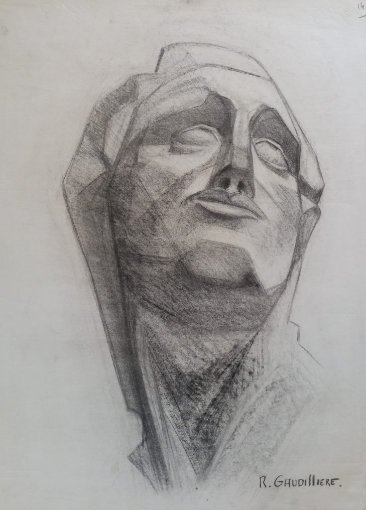 1952 portrait n°14 0,63-0,48 étude dessin , Arts Décoratifs Paris