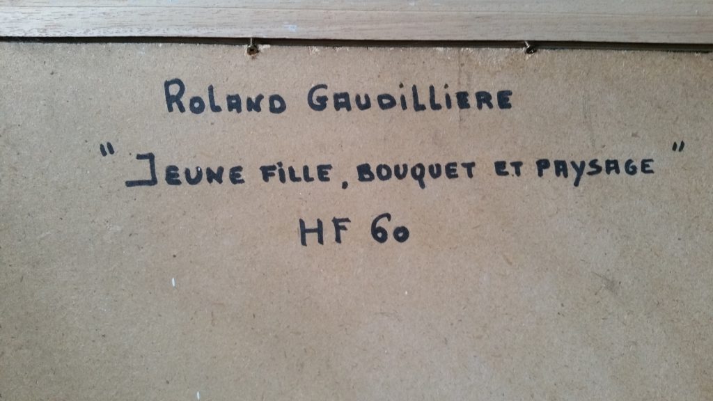 1961 jeune fille,bouquet et paysage verso