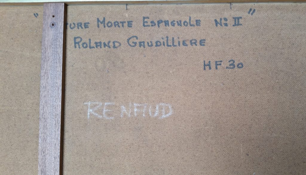 1970 nature morte espagnole n°2 HF30 verso