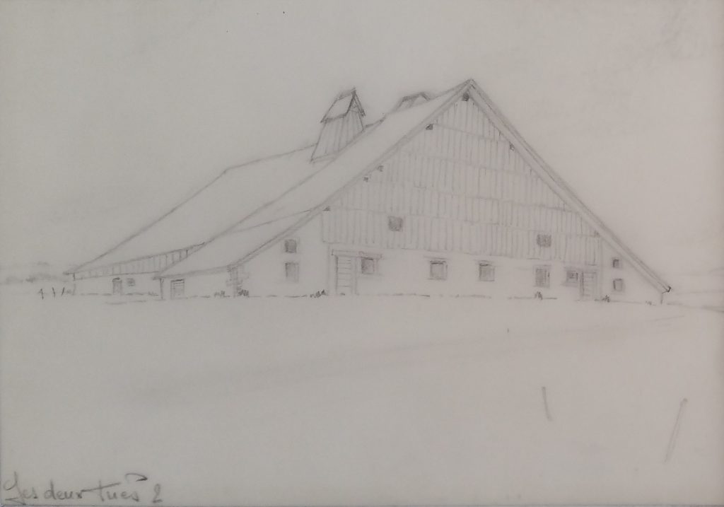 1990 les deux tués étude dessin sur calque