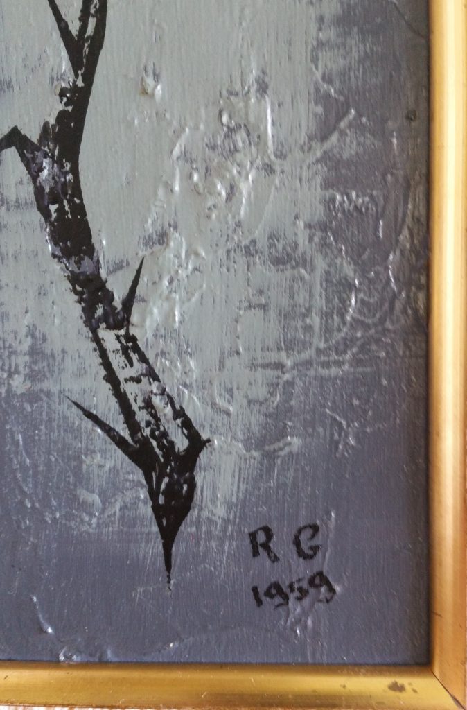 1959 rose,signé R.G.