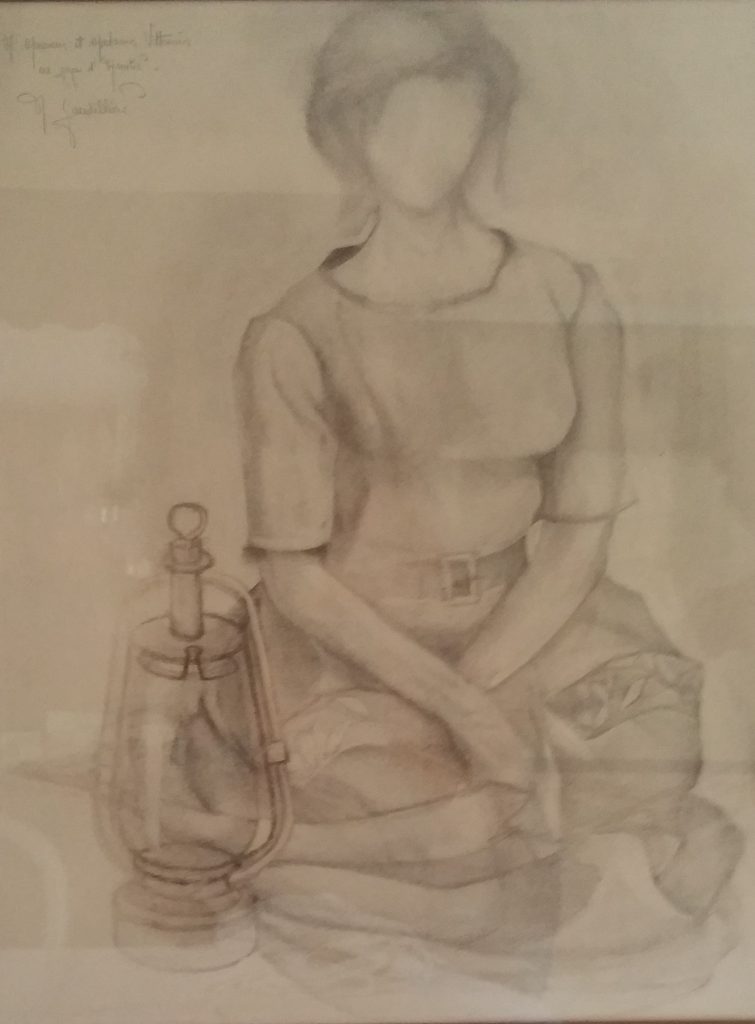 1963 jeune fille assise 15P 0,65-0,50 dessin