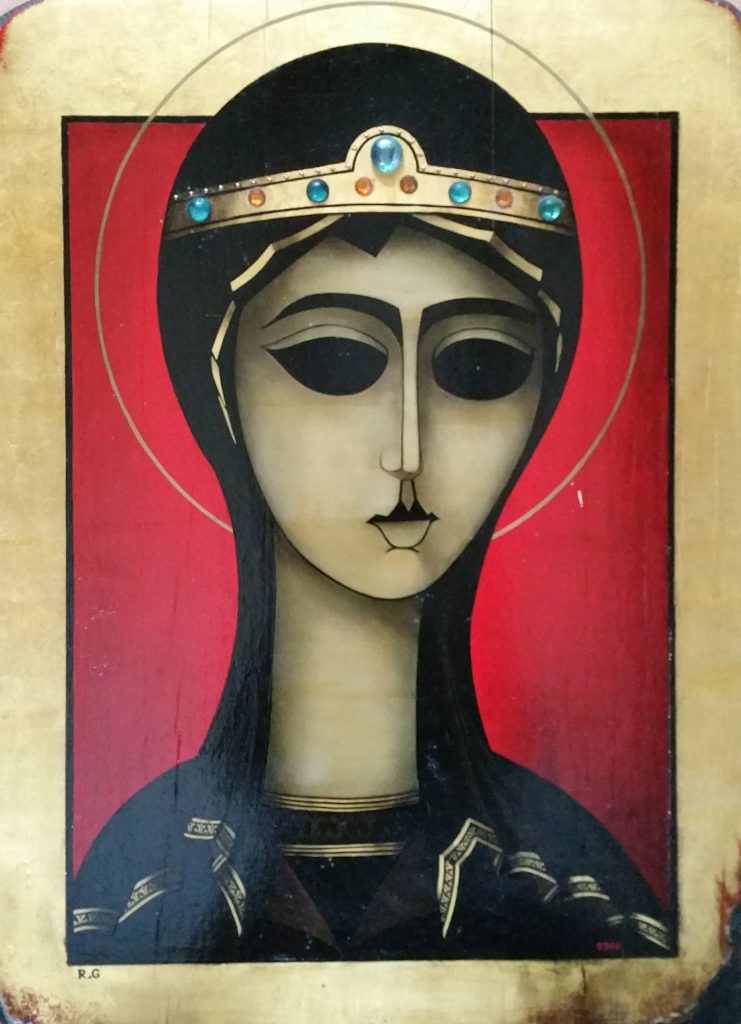 1966 la vierge au diadéme HF12 0,60-0,46 bois icône