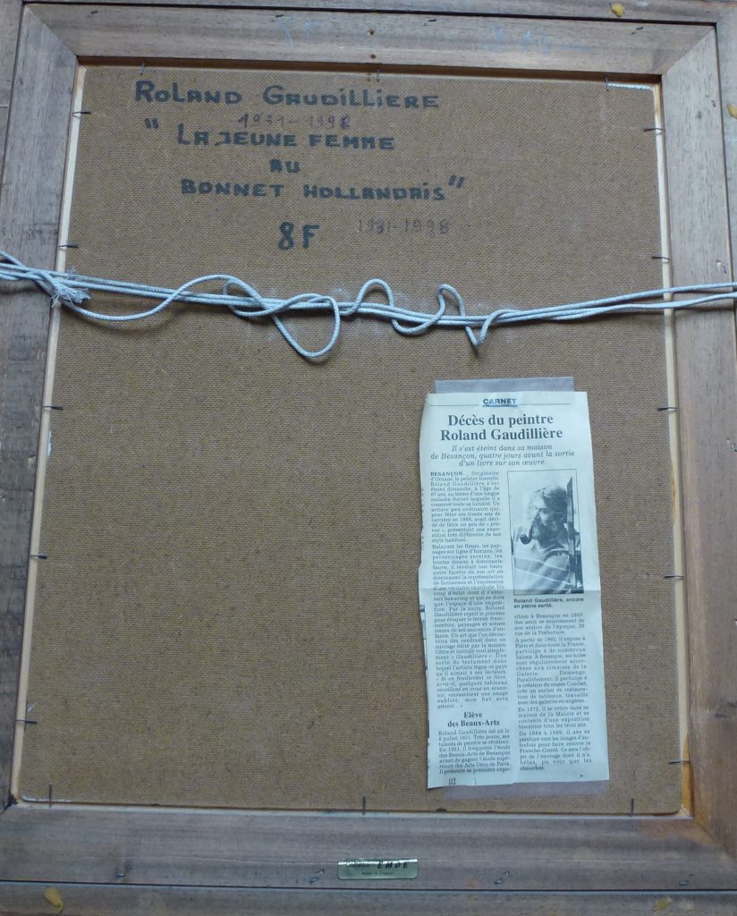1975 la jeune femme au bonnet hollandais verso