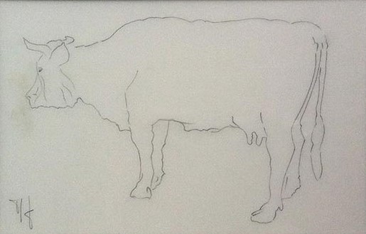 1991 vache étude papier calque