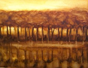 1974 reflets- les arbres 6F 0,31-0,40 huile sur papier roland gaudillière
