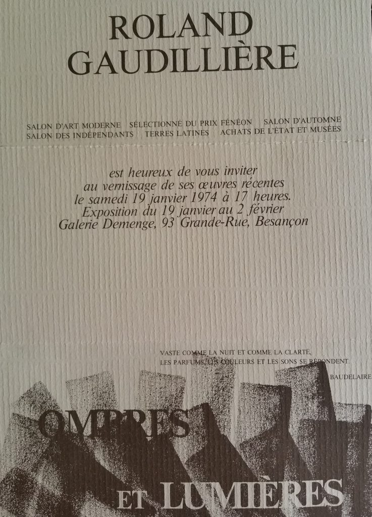71-1974 carton d'invitation expo gal. Demenge