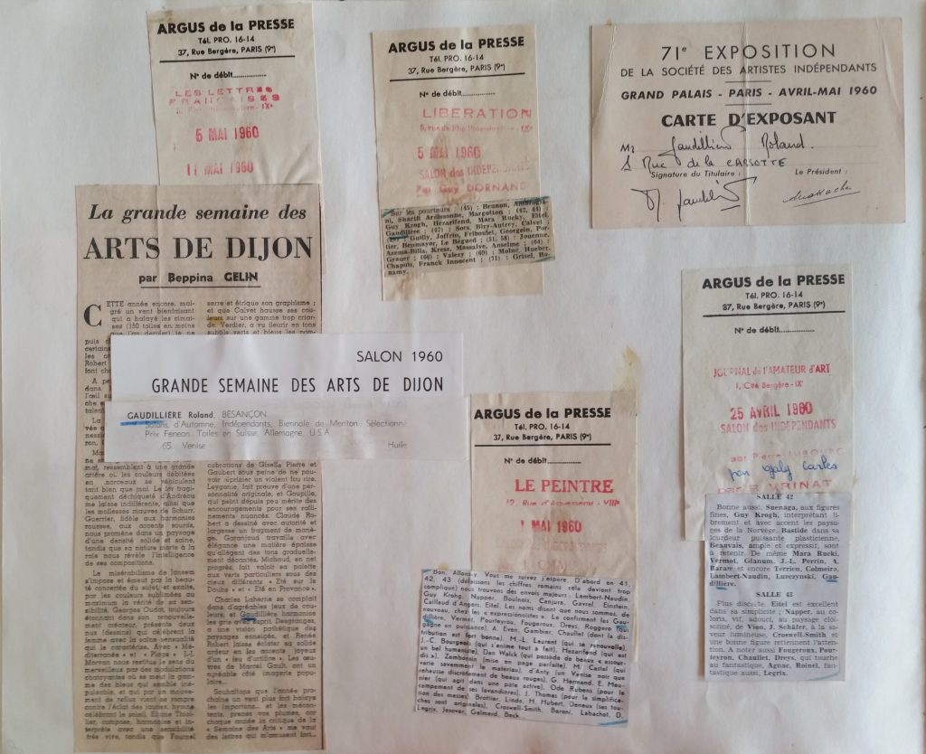 8-1960 expo groupée Grande semaine des arts de Dijon,et Salon des artistes indépendants au grand Palais Paris