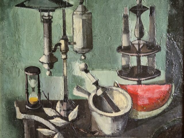 Nature morte à la pastèque et au mortier